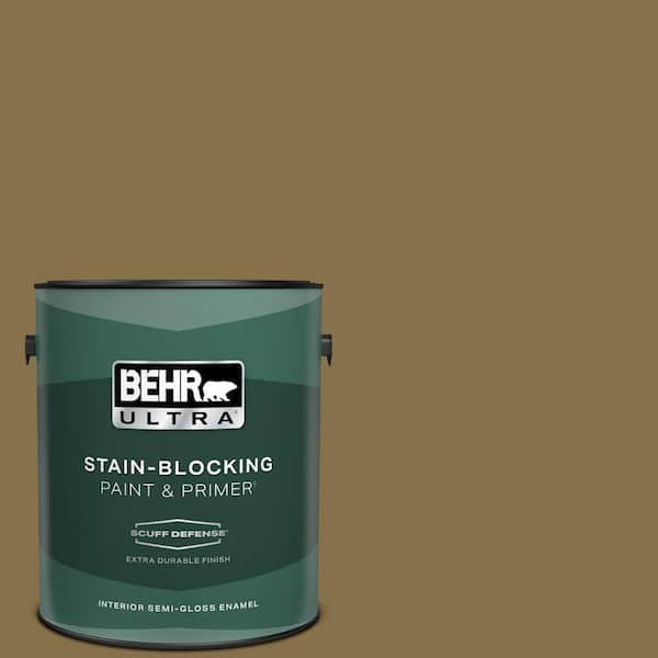 BEHR ULTRA 1 gal. #S320-7 African Plain Extra Durable Semi-Gloss Enamel Interior Paint & Primer