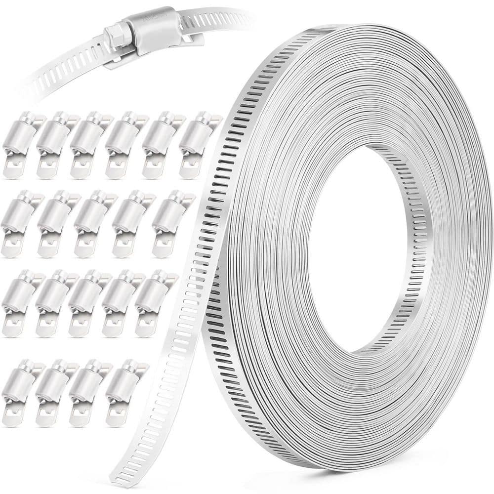 50 ft. Stainless Steel Hose Clamp Assortment Kit with Holes and 20 Fasteners, Adjustable Hose Clamps for Pipe Duct Tube price history on PriceWatchPro