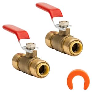 3/8 in. Brass Push-to-Connect Full Port Ball Valve with Disconnect Tool (2-Pack)