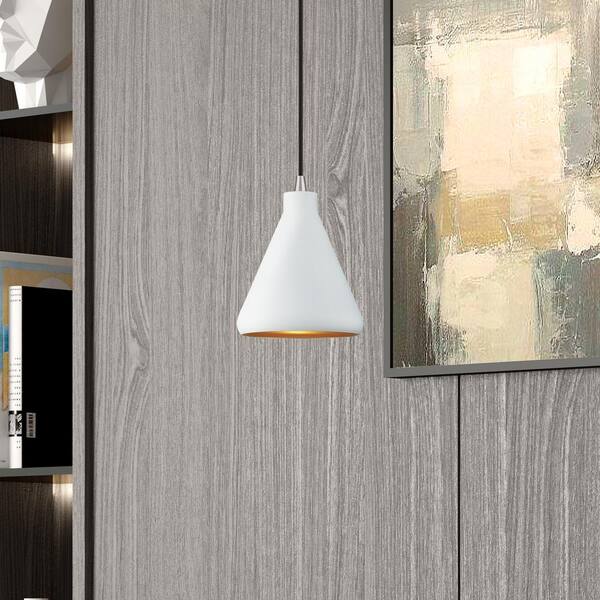 Livex Lighting Geneva 1-Light White Cone Mini Pendant Light with