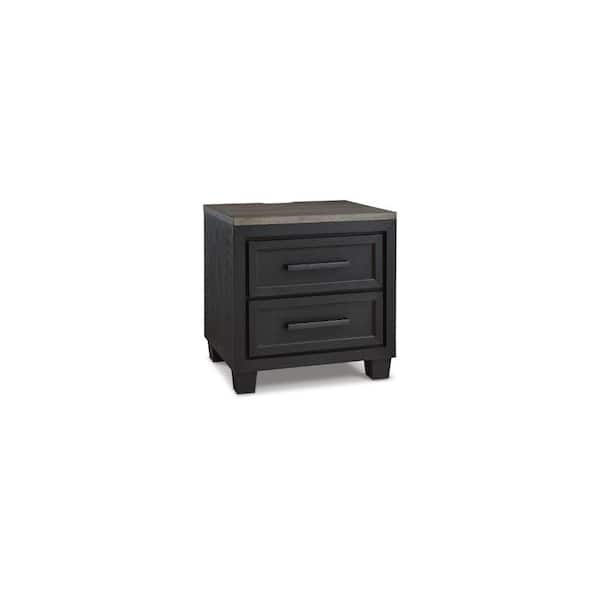 Benjara 27.13 in. Black 2-Drawers Wooden Nightstand