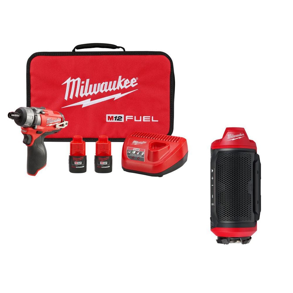 M12 FUEL 12V Lithium-Ion Brushless Cordless 1/4 in. Hex 2-Speed Screwdriver Kit W/(2) 2. 0h Batteries, Bag, & Speaker price history on PriceWatchPro