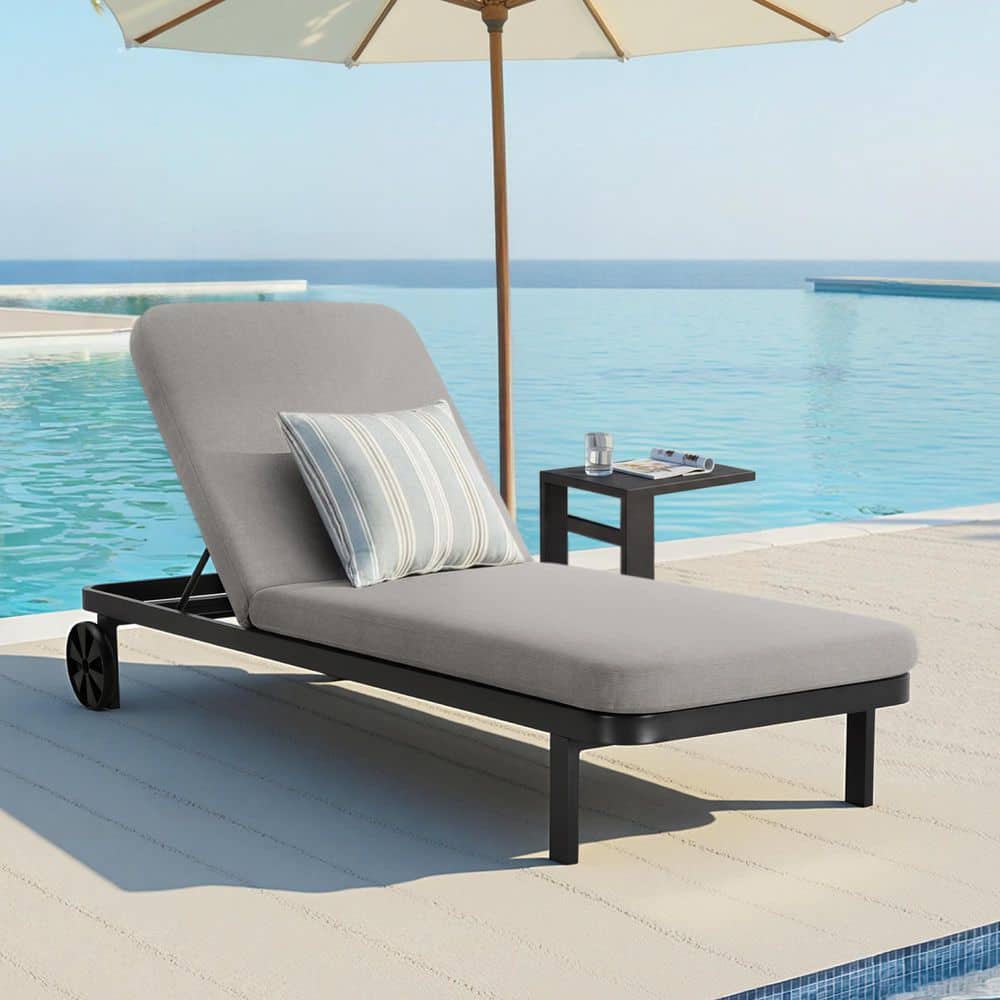 Tavon Light Gray 1-Piece Aluminum Outdoor Chaise Lounge with Cushions, Adjustable Backrest,Weather-Resistant Frame price history on PriceWatchPro