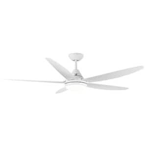 56 in. LED Indoor/Outdoor White Ceiling Fan with Light Remote Control Dimmable