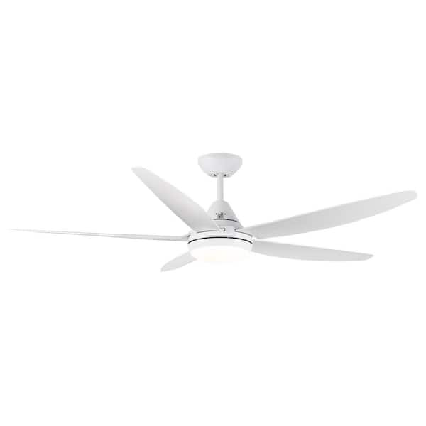 Yardreeze 56 in. LED Indoor/Outdoor White Ceiling Fan with Light Remote Control Dimmable