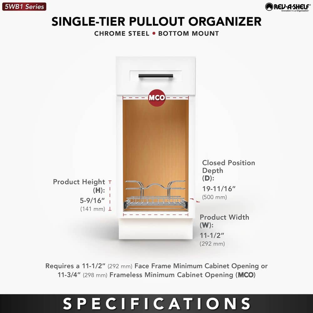 Rev-A-Shelf Silver Wire Pull Out Kitchen Cabinet Organizer