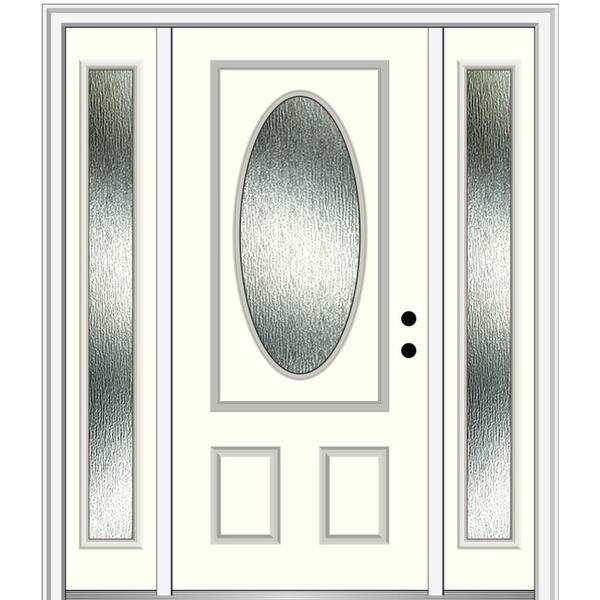 MMI Door 64 in. x 80 in. Left-Hand Inswing Rain Glass Alabaster Fiberglass Prehung Front Door on 6-9/16 in. Frame