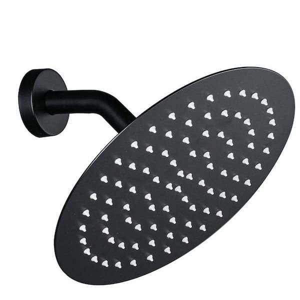 1-Spray Pattern with 1.75 GPM 10 in. Wall Mount Rain Fixed Shower Head in Matte Black
