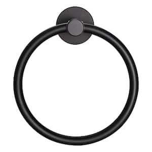 Wall Mounted Bath Accessory Space Aluminum Round Towel Ring In Black