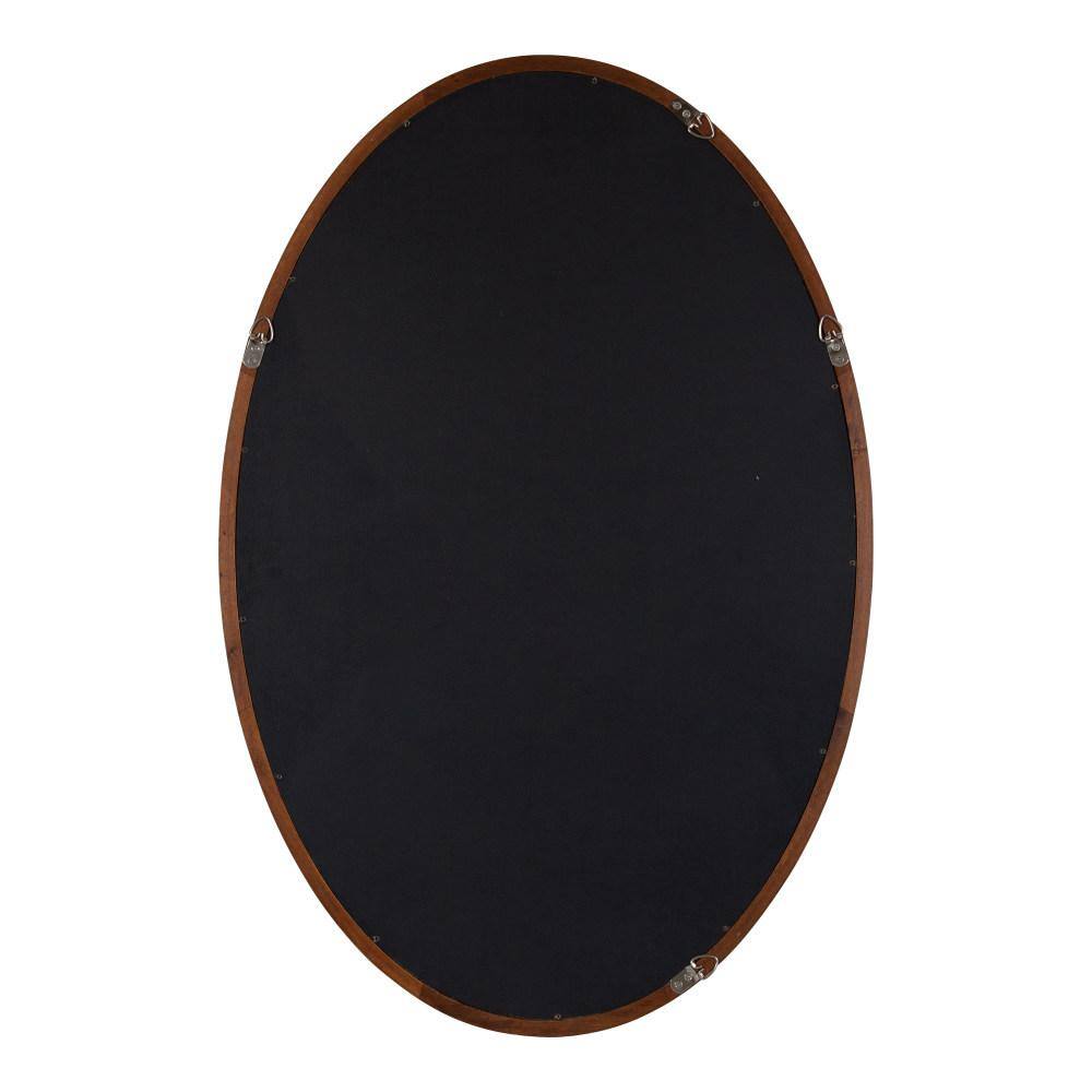 Walnut Brown Oval Wood Framed Bathroom Vanity Mirror