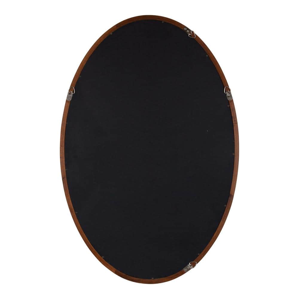 Walnut Brown Oval Wood Framed Bathroom Vanity Mirror