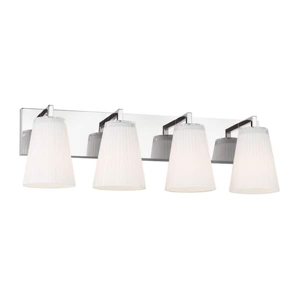 Upson 23.5 in. W x 7.75 in. H 4-Light Chrome Dimmable Extra Large Bathroom Vanity Light with Glass Shades
