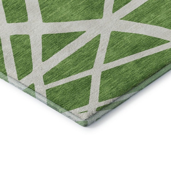 Mayfield Premium Machine Washable Abstract AMF1040 Green 9 ft. x 12 ft. Area Rug