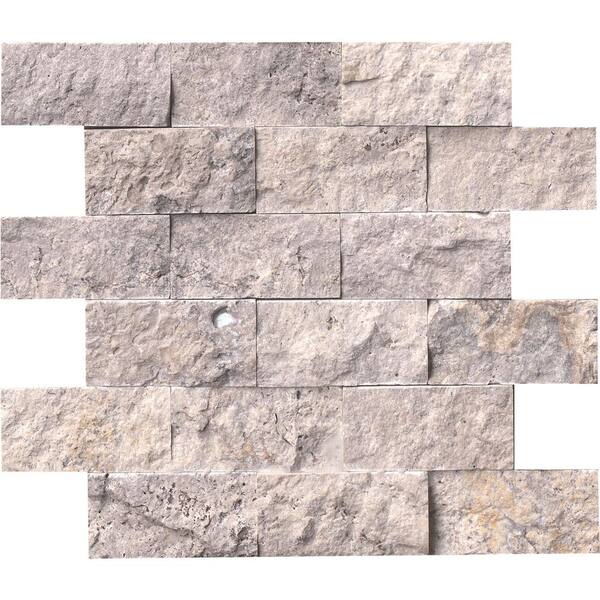 MSI Silver Travertine Split Face 12 in. x 12 in. x 10 mm Travertine Mesh-Mounted Mosaic Tile (5 sq. ft. / case)