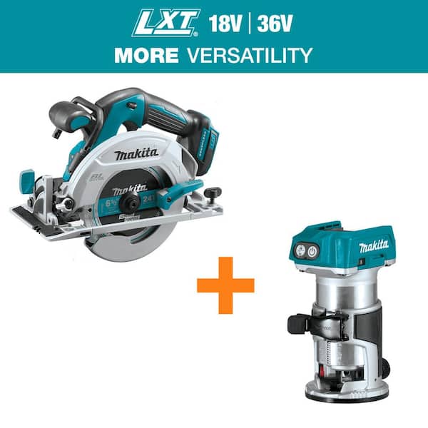 18V LXT Lithium-Ion Brushless 6-1/2 in. Circular Saw with 18V LXT Brushless Variable Speed Compact Router