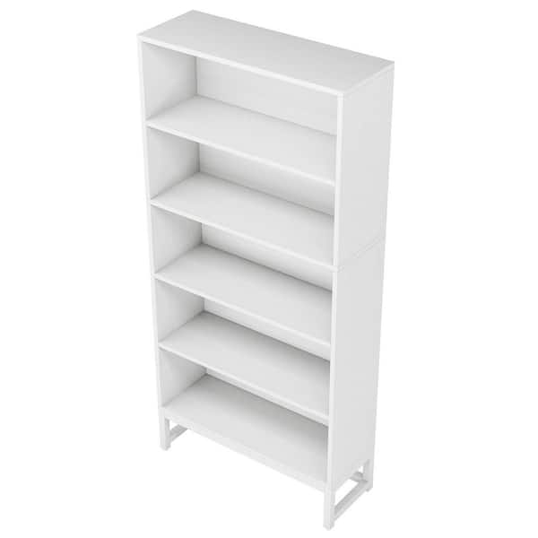 TRIBESIGNS WAY TO ORIGIN Frailey 16 in. Wide White 6 Shelf Corner Bookcase  with Door, Freestanding Corner Shelf Storage Cabinet for Small Space  HD-HYF-NY051 - The Home Depot