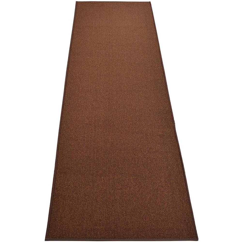 RugStylesOnline Rubber Collection Solid Brown 32 in. Width x Your ...