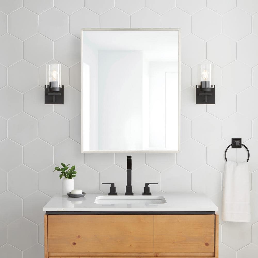 Glacier Bay 24 in. W x 30 in. H Rectangular Brushed Nickel Medicine