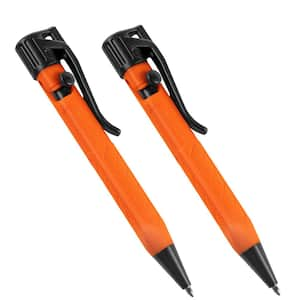 Weatherproof Orange Mini Bolt-Action Pen-Black Ink, 2 Pack