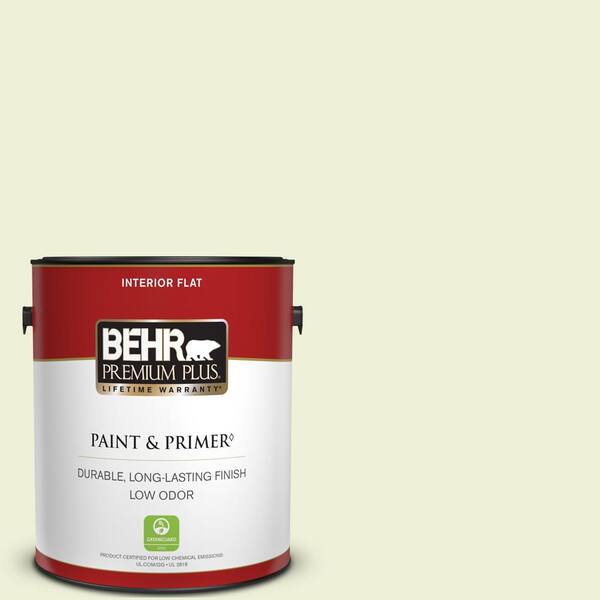 BEHR PREMIUM PLUS 1 gal. #P360-1 Budding Leaf Flat Low Odor Interior Paint & Primer
