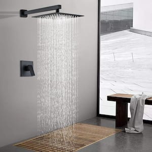 Single Handle 1-Spray Square Shower Head Faucet in Matte Black (Valve Included)