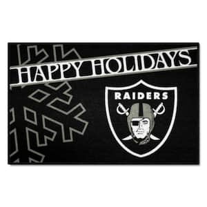 Las Vegas Raiders Happy Holidays Black 1.5 ft. x 2.5 ft. Starter Area Rug