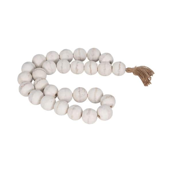 Liv & Skye White 32 in. 2 in. Wood Double Beaded Garland