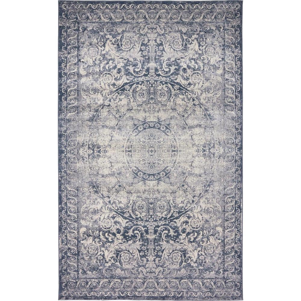 Chateau Collection Area Rug - Grant (5 ft. 3 in. x 8 ft. Rectangle Dark Blue/Gray) price history on PriceWatchPro