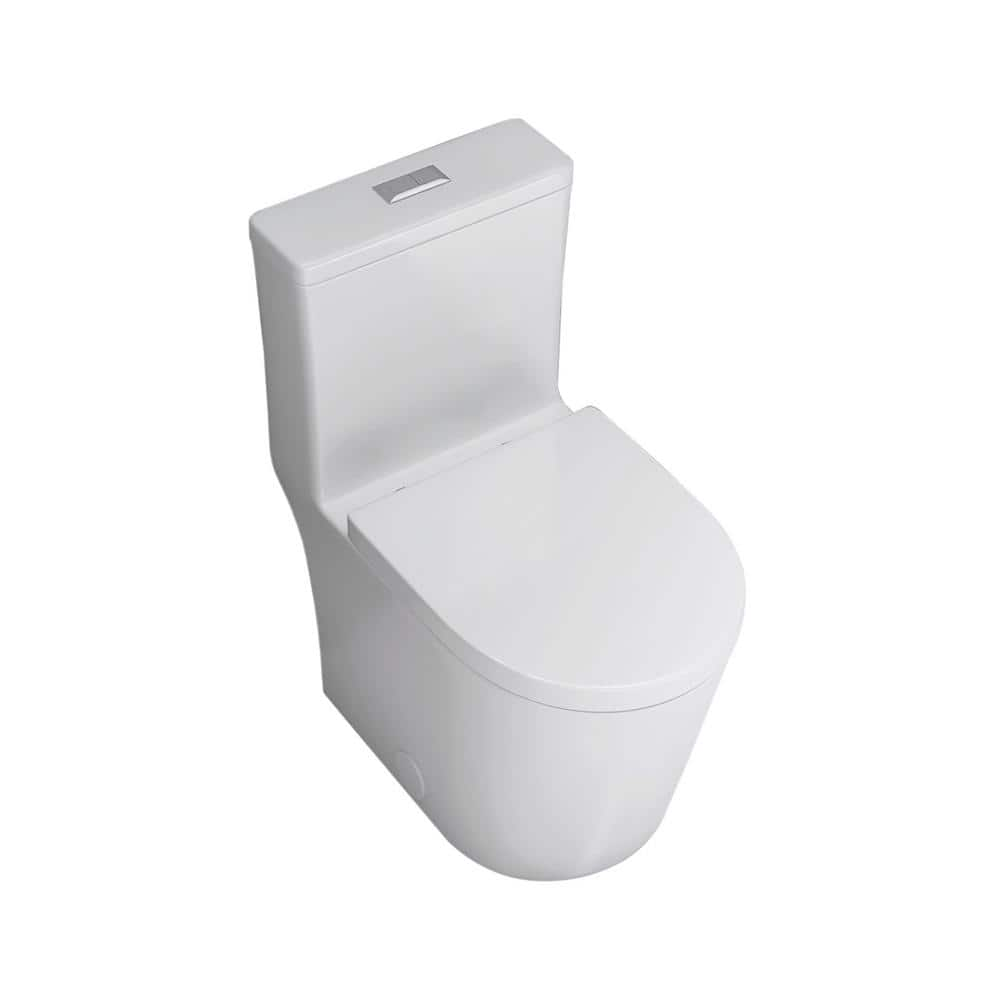 12 in. Small Compact 1-Piece Toilet 0.8/1.6 GPF Dual Flush Round Toilet ...