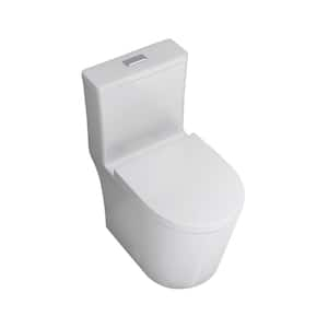 12 in. Small Compact 1-Piece Toilet 0.8/1.6 GPF Dual Flush Round Toilet in White Seat Included