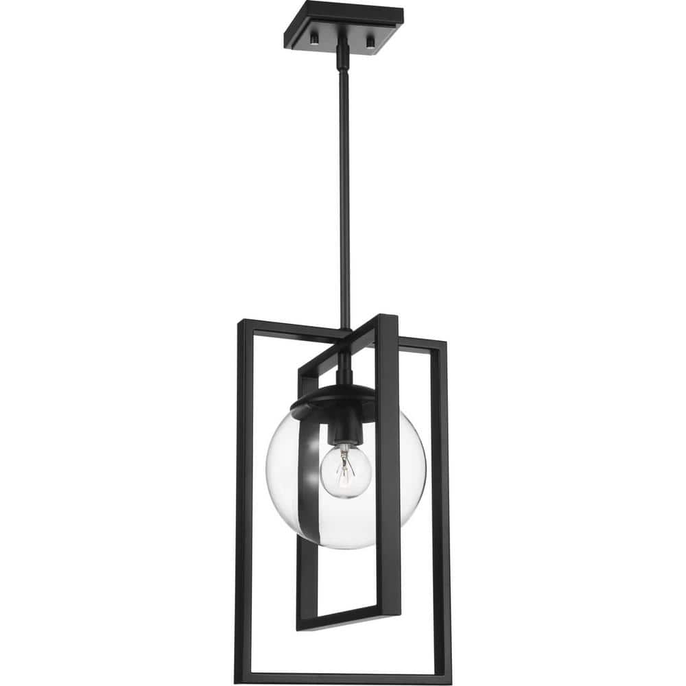 Atwell 8'' Matte Black Globe Pendant with Clear Shade