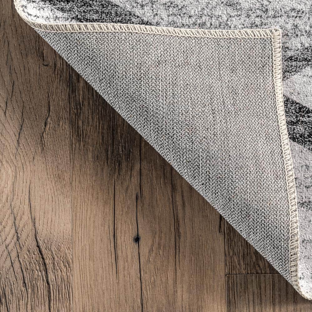 Gray Trellis Machine Washable Stain-Resistant Runner Rug
