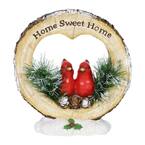 Home Sweet Home Christmas Cardinals with LEDs with Timer Garden Statue