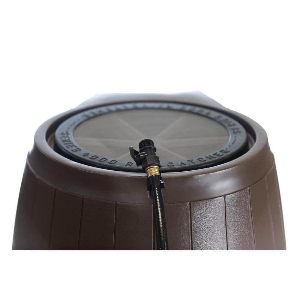 Brown 50 Gallon Recycled Plastic Rain Barrel with Hose