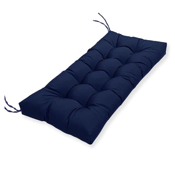 Water Repellent Tufted Outdoor Bench Cushion 44x19 Inch with High Elasticity PP Cotton Durable Ties Thick Seat