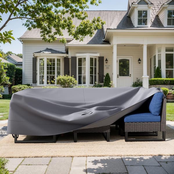 110 in. W x 84 in. D x 28 in. H Extra Large Gray Outdoor Patio Sofa Oxford Fabric Cover for (8-Piece) Sets