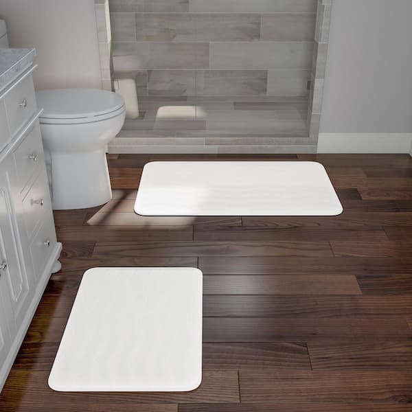 2-Piece White Memory Foam Bath Mat Set