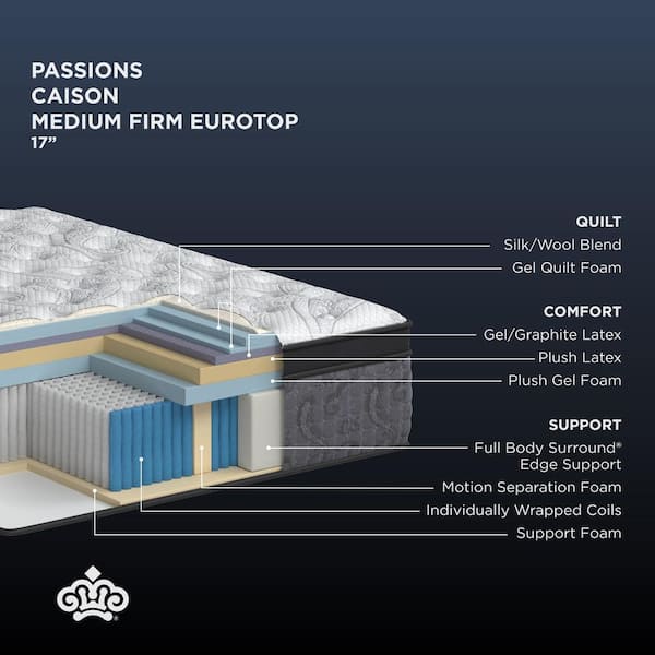 KINGSDOWN Passions Caison Queen Medium Firm 17 in. Euro Pillow Top