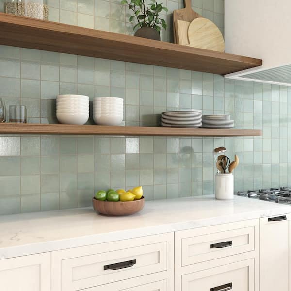 Zellige Neo Turchese Glossy 4 in. x 4 in. Glazed Ceramic Undulated Wall Tile (7.98 sq. ft./case)