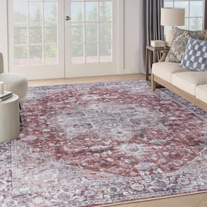 Machine Washable Series 1 Ivory Brick 9 ft. x 12 ft. Distressed Traditional Area Rug