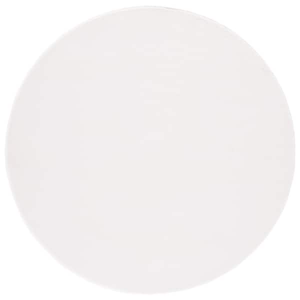 SAFAVIEH Faux Rabbit Fur Off White 6 ft. x 6 ft. Machine Washable High Low Solid Color Round Area Rug