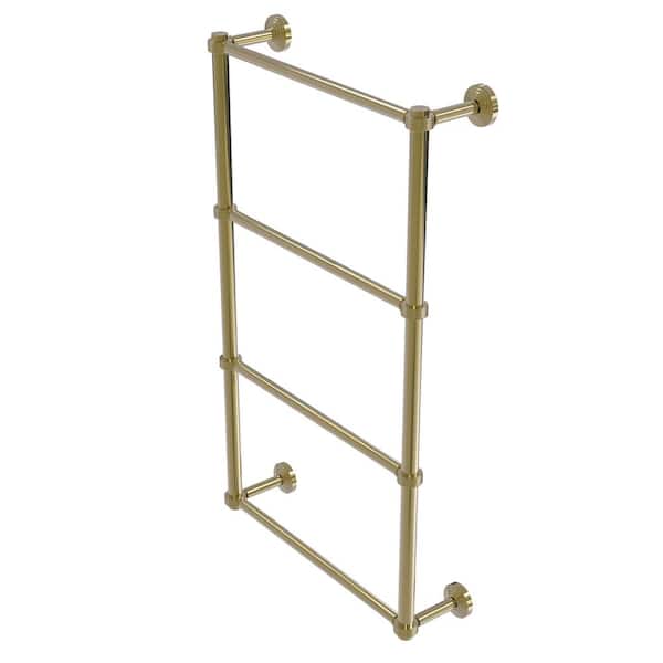 Allied Brass Waverly Place Collection 24 in. Wall Mounted 4 Tier Ladder Towel Bar with Groovy Detail in Unlacquered Brass