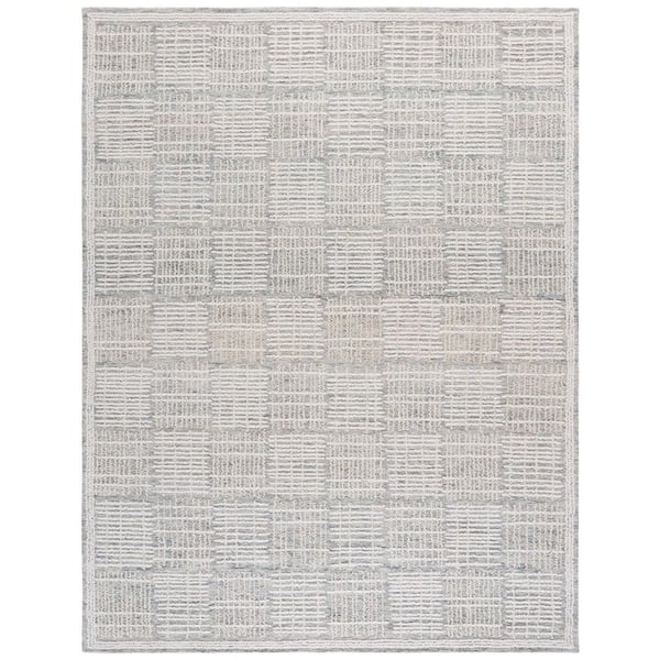 Abstract 8 ft. x 10 ft. Dark Gray/Ivory Checkered Unitone Area Rug