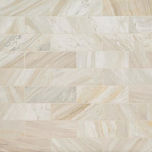 Athena Gold 4 in. x 12 in. Honed Marble Floor and Wall Tile (4.95 sq. ft./Case)