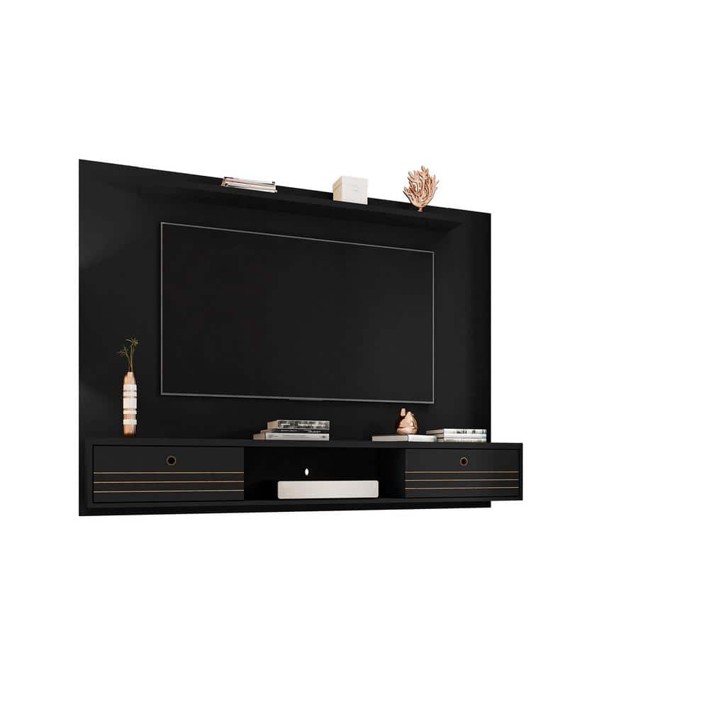 Black 76" Floating Entertainment Center with Mount
