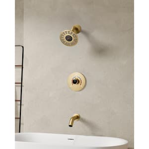 Single Handle 2-Spray Shower Faucet Set 2.5 GPM with High Pressure in Brushed Gold (Valve Included)
