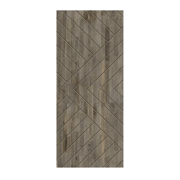 CALHOME 30 in. x 96 in. Hollow Core Textured Weather Gray Stained Wood Interior Door