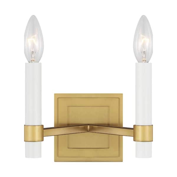 Generation Lighting Marston 30 in. W x 6.5 in. H 2-Light Burnished Brass Double Wall Sconce