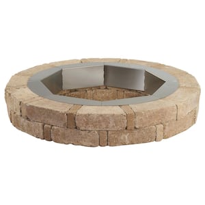 RumbleStone 46 in. x 7 in. Round Concrete Burn Pit Kit in Cafe with Round Steel Insert