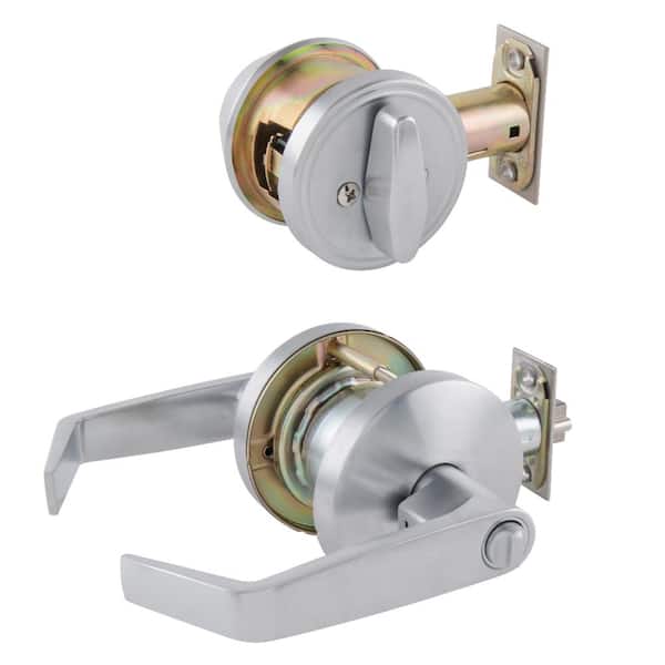 Heavy Duty Commercial Satin Chrome Entry Lever with Single Cylinder Deadbolt Combo Heavy Duty Commercial Satin Chrome Entry Lever with Single Cylinder Deadbolt Combo